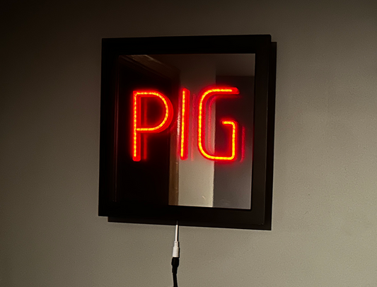 PIG Hidden Message Glow Mirror